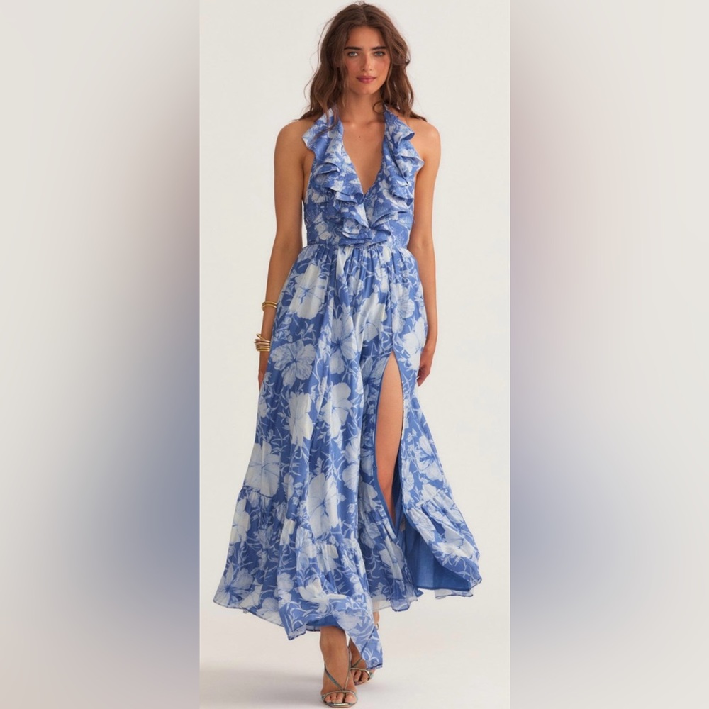 Love shack fancy Marinette ruffled floral-print cotton and silk-blend maxi dress